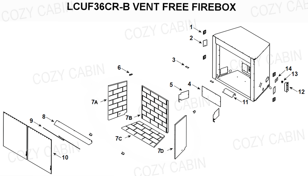 MONESSEN LO-RIDER 36 INCH VENT FREE FIREBOX (LCUF36CR-B)  #LCUF36CR-B